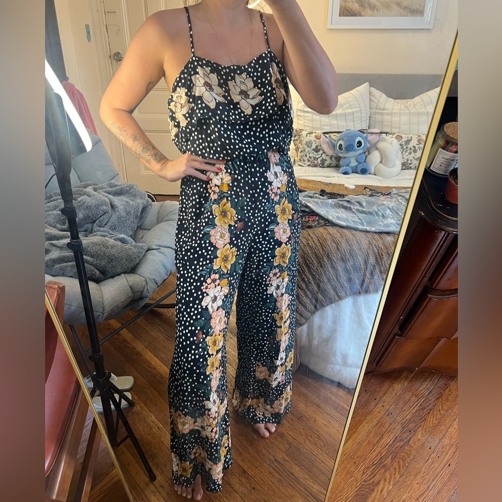 FARM Rio Black Floral Jumpsuit